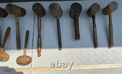 Vintage Wooden Mallet Lot 16 Joiner Cabinetmaker Carving Woodworking Tools