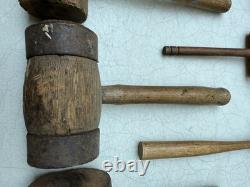 Vintage Wooden Mallet Lot 16 Joiner Cabinetmaker Carving Woodworking Tools
