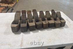 Vintage Wooden Primitive Handmade Block Wood Working Coffin PLANER Tool lot of 8