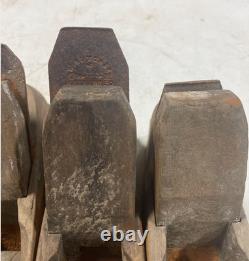 Vintage Wooden Primitive Handmade Block Wood Working Coffin PLANER Tool lot of 8
