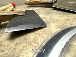 Vintage Woodworking Agricultural Tool Outdoor Hand Saw Hatchet Axe Sickle Set #1