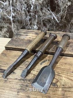 Vintage Woodworking Chisels Set in Wooden Box DIY Tools Used Condition