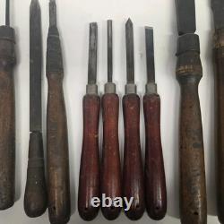 Vintage Woodworking Lathe Chisel Tools Lot of 12, Some Craftsman