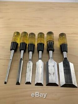 Vintage set of 6 Buck Bros Woodworking Bevel Edge Chisel 1/4'' to 2'' USA