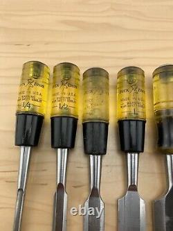 Vintage set of 6 Buck Bros Woodworking Bevel Edge Chisel 1/4'' to 2'' USA