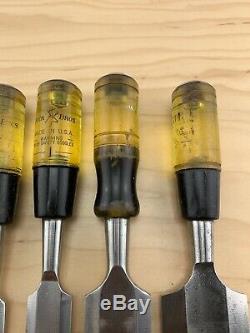 Vintage set of 6 Buck Bros Woodworking Bevel Edge Chisel 1/4'' to 2'' USA