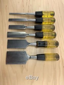 Vintage set of 6 Buck Bros Woodworking Bevel Edge Chisel 1/4'' to 2'' USA