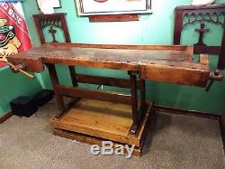 Vintage woodworkers table / bench