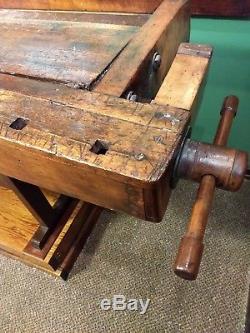 Vintage woodworkers table / bench