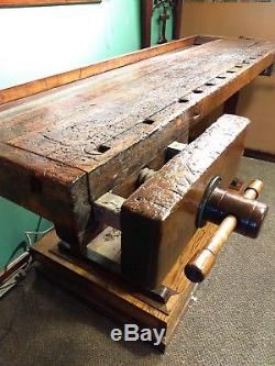 Vintage woodworkers table / bench