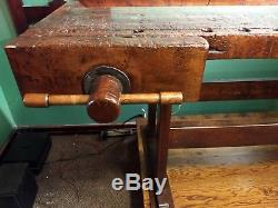 Vintage woodworkers table / bench
