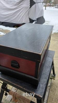 Vtg Antique Wood Carpenter Tool Chest Trunk Toolbox Storage