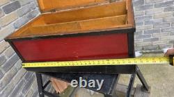 Vtg Antique Wood Carpenter Tool Chest Trunk Toolbox Storage