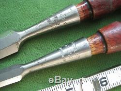 Vtg LOT (2) Stanley USA 750 Socket Chisels 9 Long Woodworking Tool 3/4, 1/2