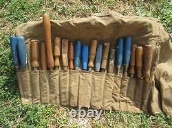 Vtg Lot Of 19 Woodworkers Carpenter Carving Bench Flat Chisels Stanley, Parasol