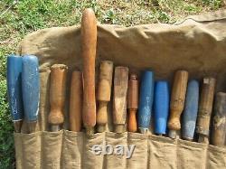 Vtg Lot Of 19 Woodworkers Carpenter Carving Bench Flat Chisels Stanley, Parasol