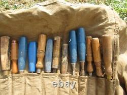 Vtg Lot Of 19 Woodworkers Carpenter Carving Bench Flat Chisels Stanley, Parasol