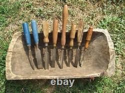 Vtg Lot Of 19 Woodworkers Carpenter Carving Bench Flat Chisels Stanley, Parasol