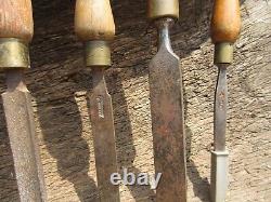 Vtg Lot Of 19 Woodworkers Carpenter Carving Bench Flat Chisels Stanley, Parasol