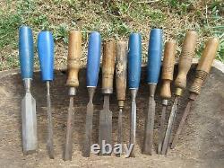 Vtg Lot Of 19 Woodworkers Carpenter Carving Bench Flat Chisels Stanley, Parasol