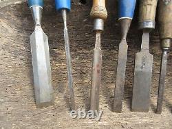 Vtg Lot Of 19 Woodworkers Carpenter Carving Bench Flat Chisels Stanley, Parasol