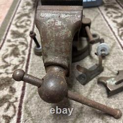 Vtg Woodworking BENCH VICE swivel Large Cast Iron Solid Condition