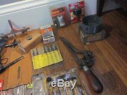 Vtg Woodworking Tool Lot Drill Bits Clamp Bevel Square Craftsman Table Saw Parts