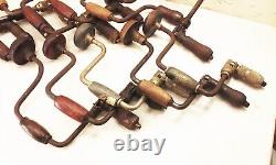 Vtg antique 10 12 ratcheting bit brace hand drill woodworking tool lot stanley