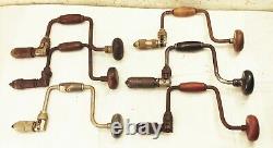 Vtg antique 10 12 ratcheting bit brace hand drill woodworking tool lot stanley