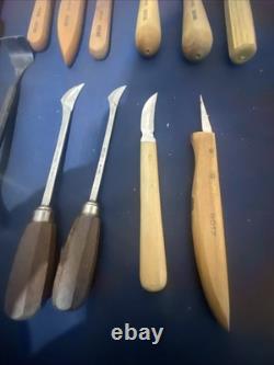 Wood Carving Hand Tools Lot Of (21) With Blades And Extras