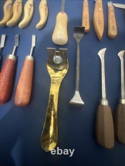 Wood Carving Hand Tools Lot Of (21) With Blades And Extras