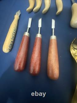 Wood Carving Hand Tools Lot Of (21) With Blades And Extras