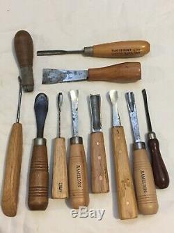 Wood Carving Tool Lot Of 35 Denny Ramelson Warren, Knives Gauges V- Tools Nice