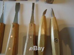 Wood Carving tools 11pc lot craft hobby woodworking chisel knife Denny