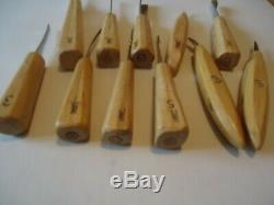 Wood Carving tools 11pc lot craft hobby woodworking chisel knife Denny