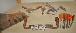 Wood carvers lot Swan drawknife 4 Chip A Way chisel 6 carving tools clamp plane