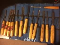 Wood carving set 13 piece 3 Pfeil tools, 9 spannsage, and one S. J. Addas