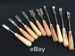 Woodcarving Vintage tools set 11pcs, basic kit for woodworking, hand forged tool