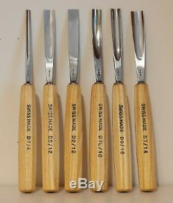 Woodworking Carving Set of 6 PFEIL Swiss tools, storage rack, Gently Used