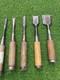 Woodworking Chisel Set 5pc Used Hand Tools for DIY Woodworking Excellent