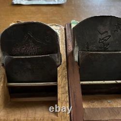 Woodworking Plane Two Piece Set Vintage Wood Metal Blade Good Condition