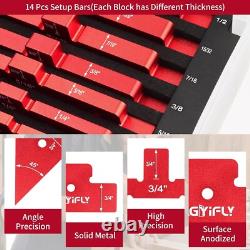 Woodworking Setup Blocks Aluminum 14pcs Height Gauge Set for Router Table