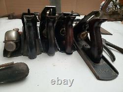 Woodworking hand tool lot mostly stanley hand planes, drawknifes, spokeshave