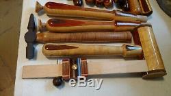 Woodworking tools custom made handles lot 15 files, draw knives, hammer & more